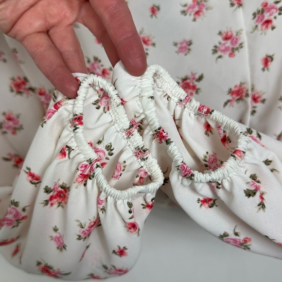 NWT Nordstrom Abound Woven Bustier Long Sleeve Top White Ditsy Floral Size XS - Picture 7 of 13